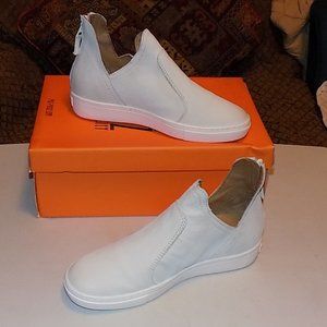 Miz Mooz White Leather Slip-On Sneakers